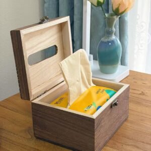 High cost-effective solid wood, paulownia wood, and cork material desktop tissue box